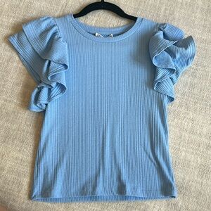 Zara light blue ruffle top